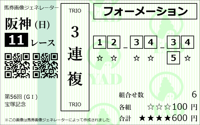 三連複フォーメーションの買い方