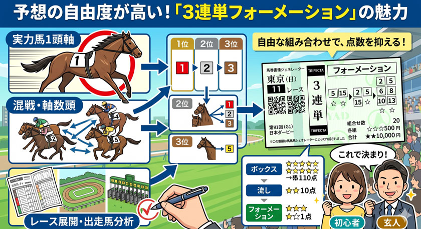 三連単フォーメーションは予想の自由度が高い