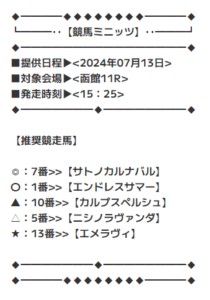 競馬ミニッツの無料予想買い目②