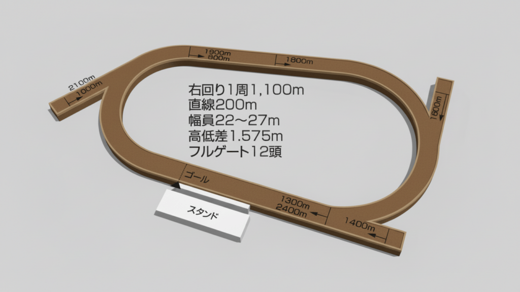 高知競馬場ダートコースレイアウト
