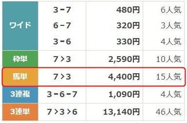2025年6月17日金沢6Rの払戻し