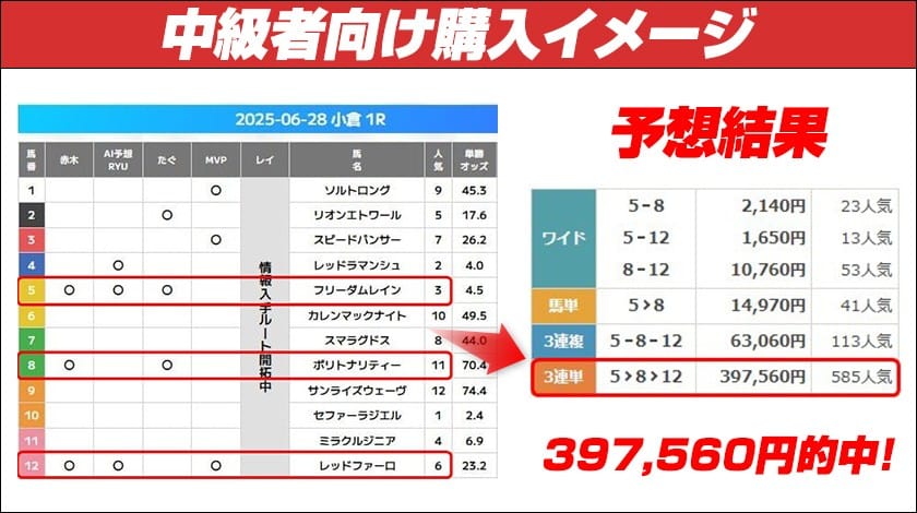 万馬券EXPOの無料予想を中級者が使う際の解説画像