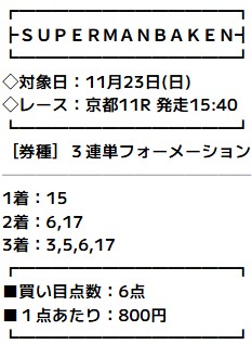 スーパーマンバケンマイルチャンピオンシップ有料予想内容