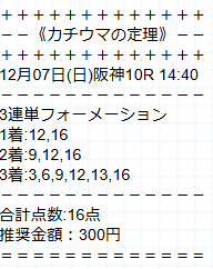 カチウマの定理2025年12月7日阪神10R有料予想
