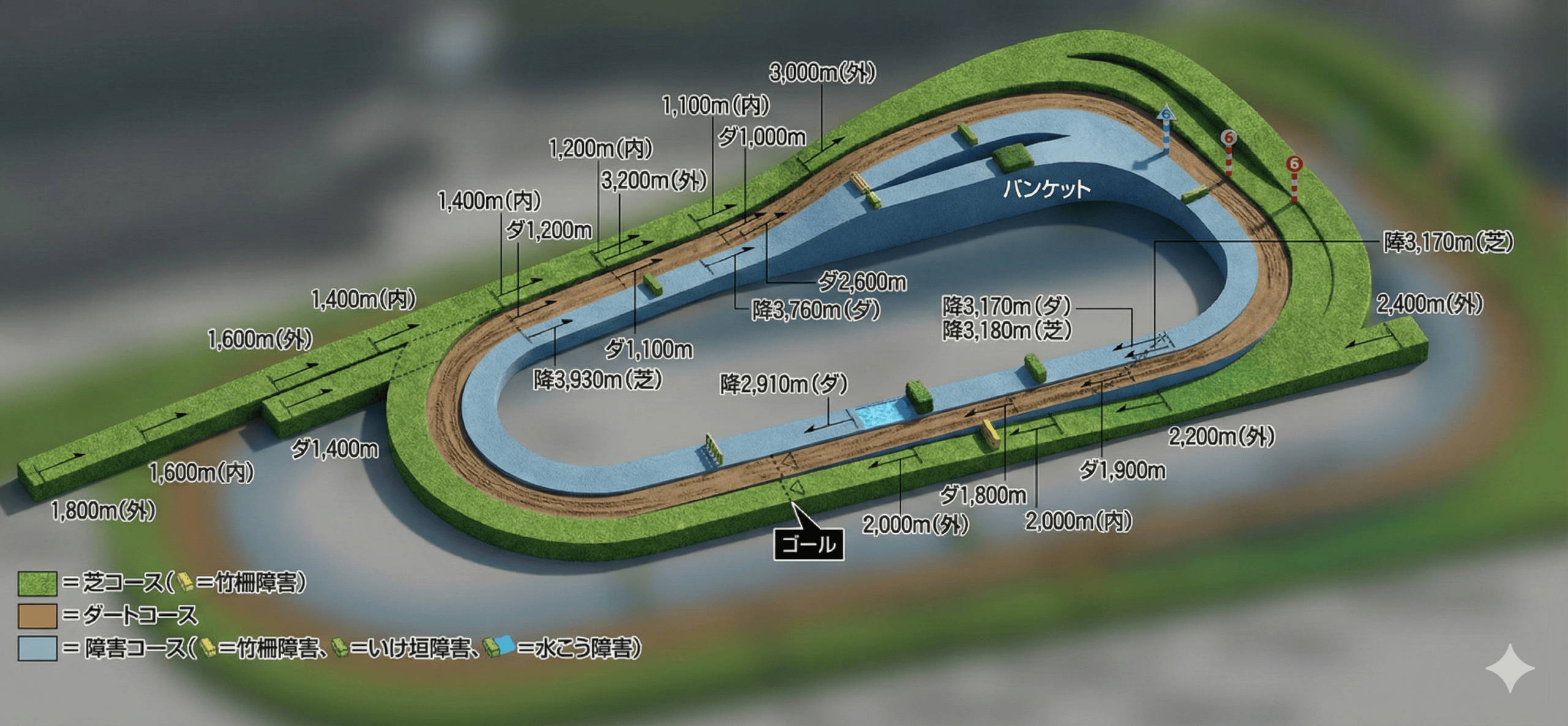 京都競馬場のコースレイアウト