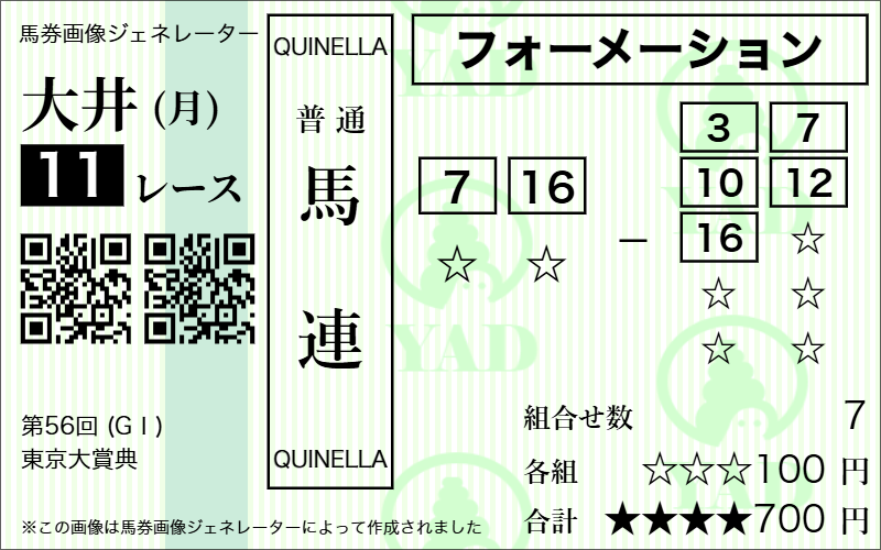 競馬ナビ東京大賞典三連単予想
