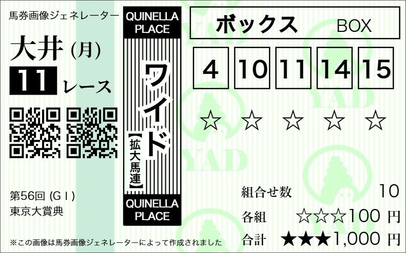 競馬ナビ東京大賞典ワイド予想