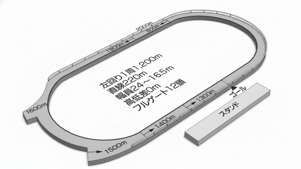 浦和競馬場ダートコースレイアウト