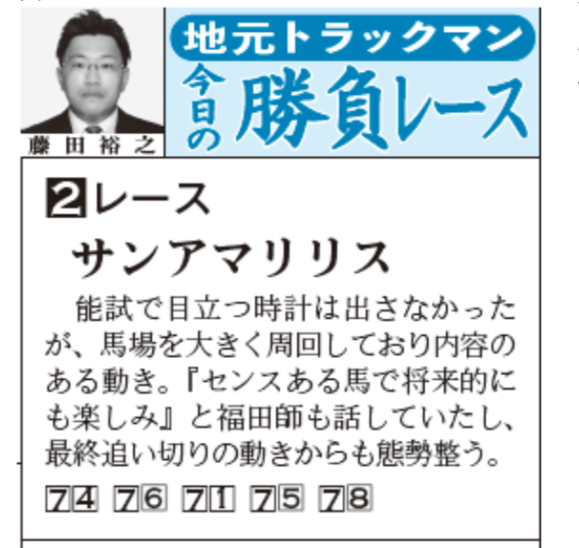 地元トラックマンの今日の勝負レース