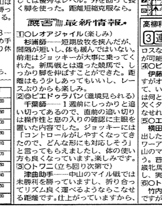 競馬ブックの厩舎最新情報掲載箇所