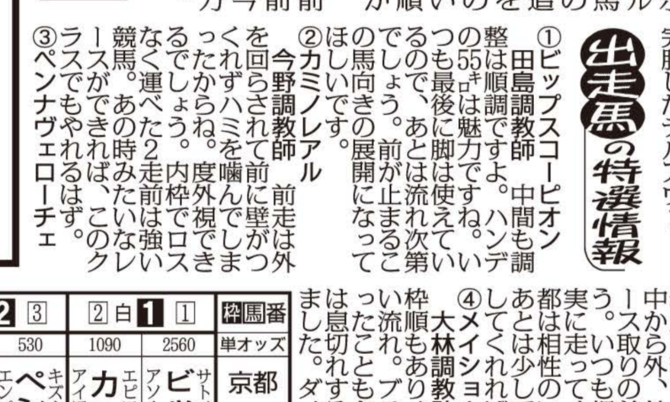 日刊ゲンダイ出走馬の特選情報