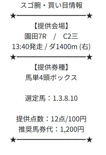 スゴ腕無料予想的中画像
