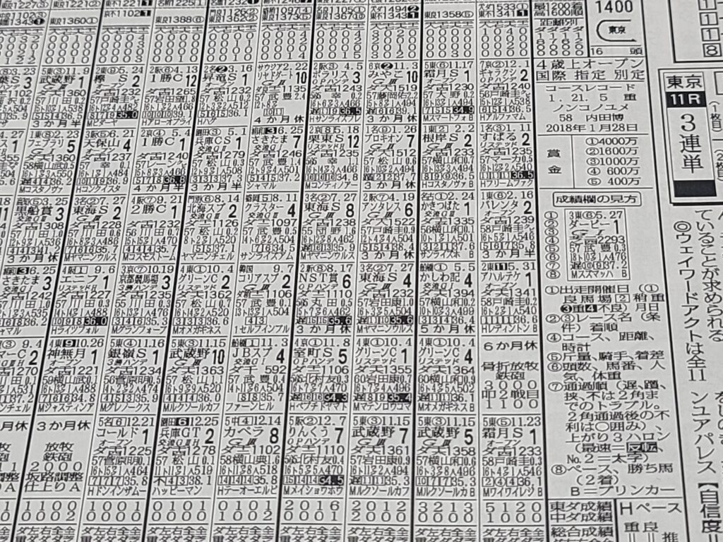 過去6走分のデータの読み方