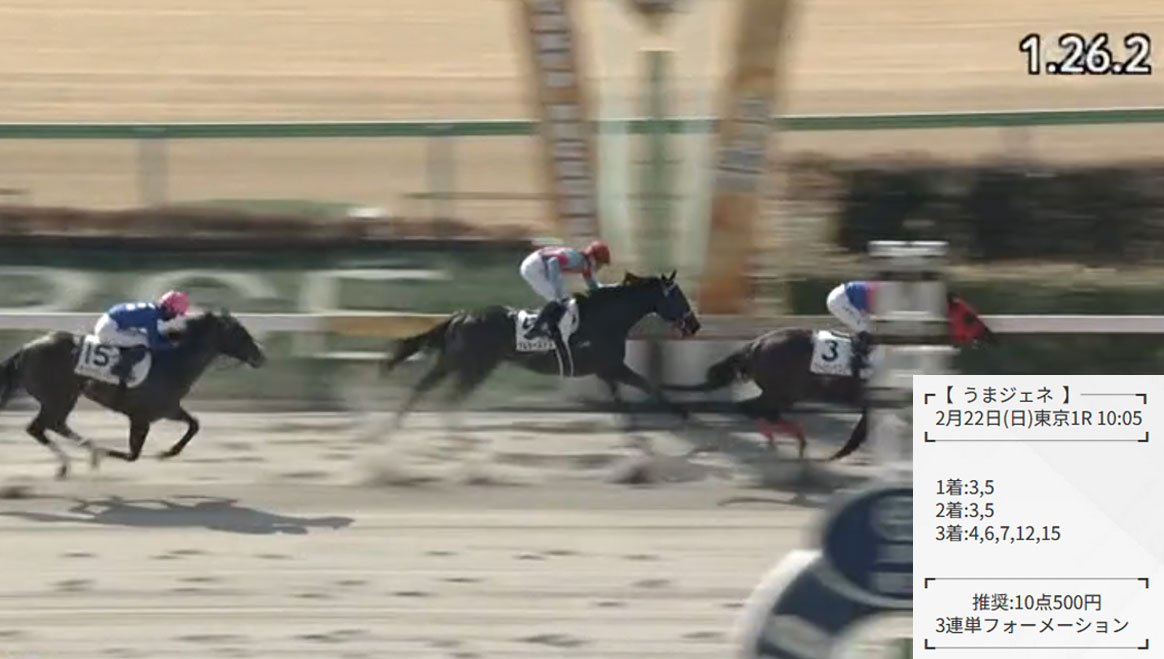 2026年2月22日東京1Rの結果