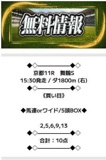 ニジュウマル無料予想的中画像
