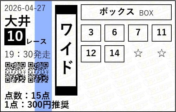 ラクショープラス無料予想的中画像