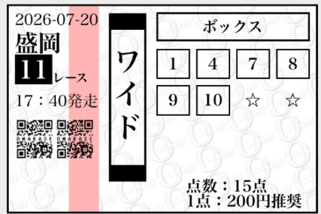 OMAKASEの無料予想的中画像