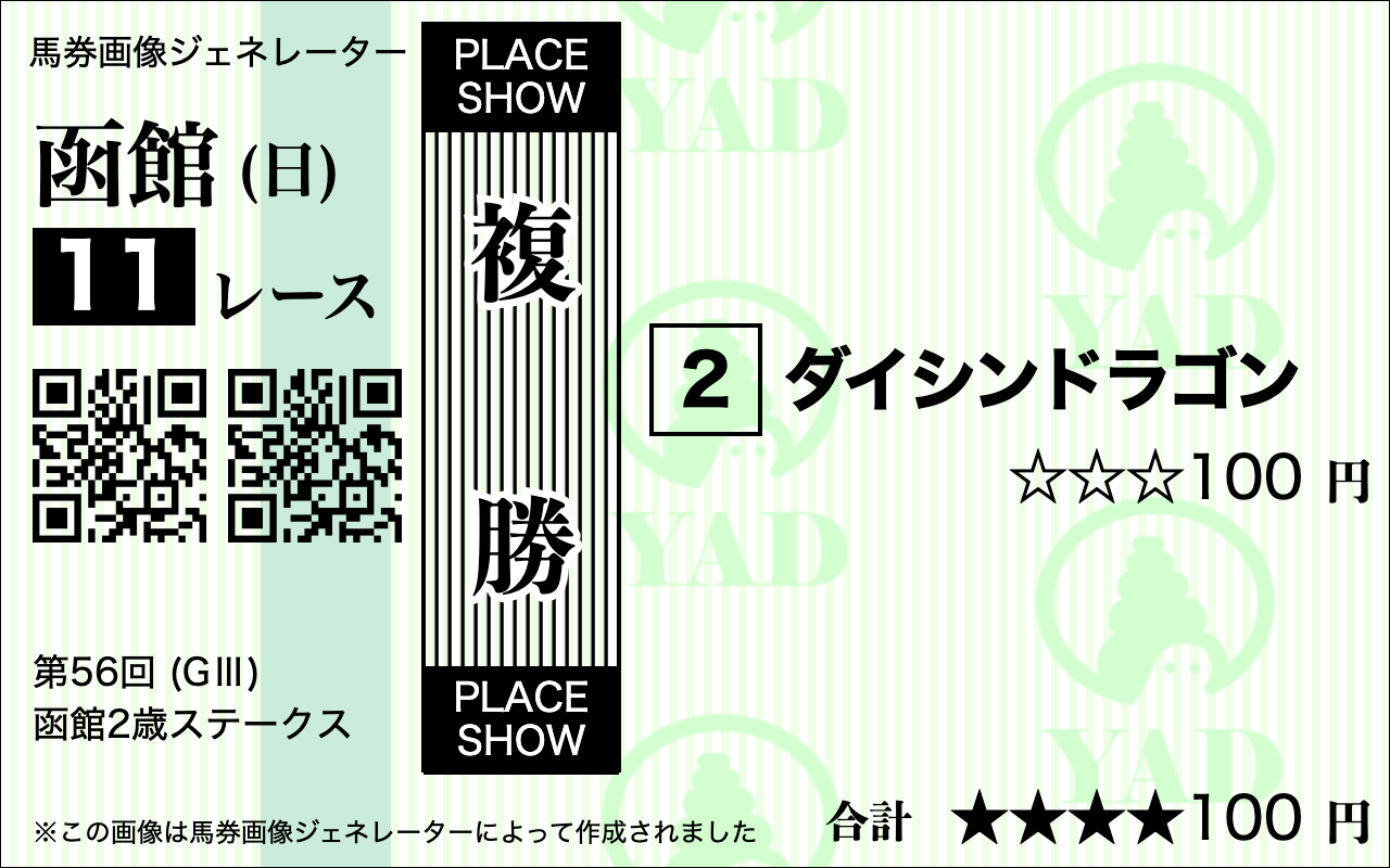 函館2歳S2026AI予想複勝1