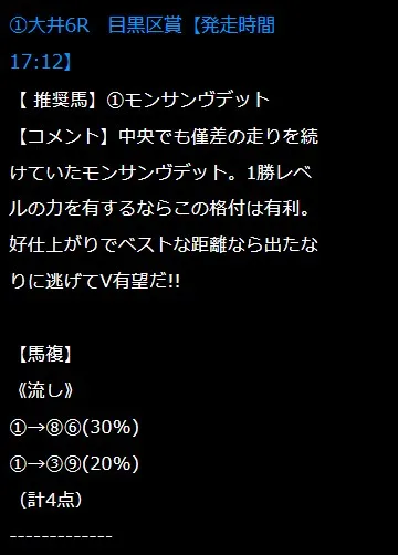 高配当21の無料予想的中画像