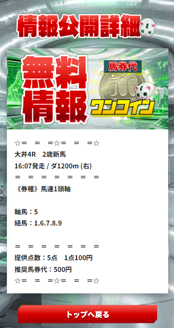 テキラボの無料予想的中画像